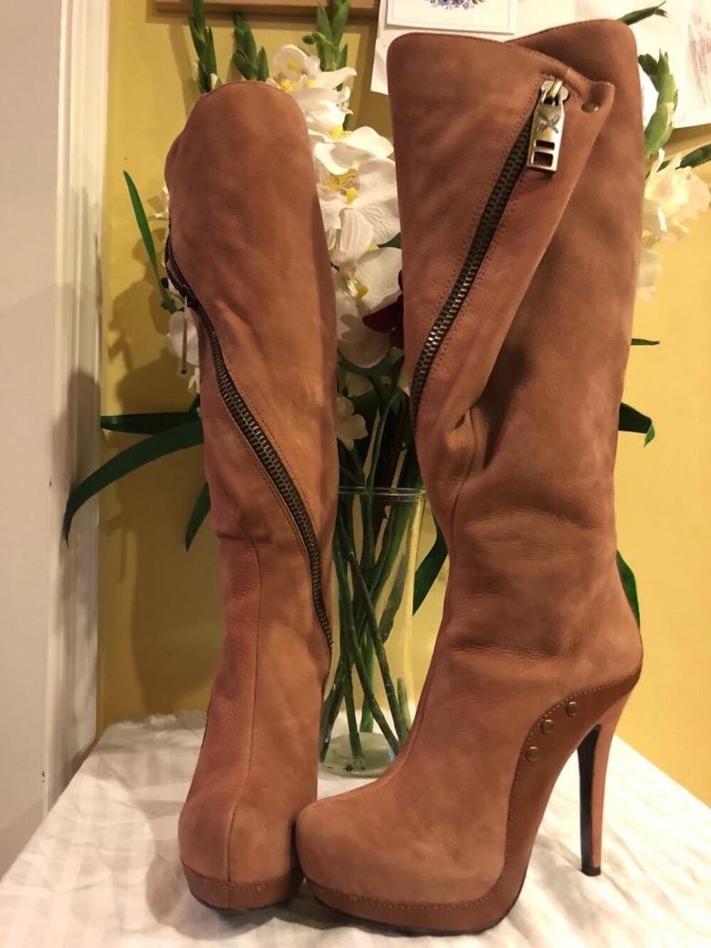Donald J. Pliner PINK Dsmx Tammy Leather Tall Boots 8 (bot1400